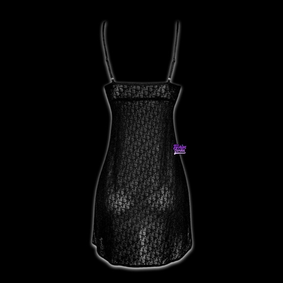 Vintage Dior Black Jacquard Sheer Monogram Logo dress by John Galliano - Picture 5 of 13